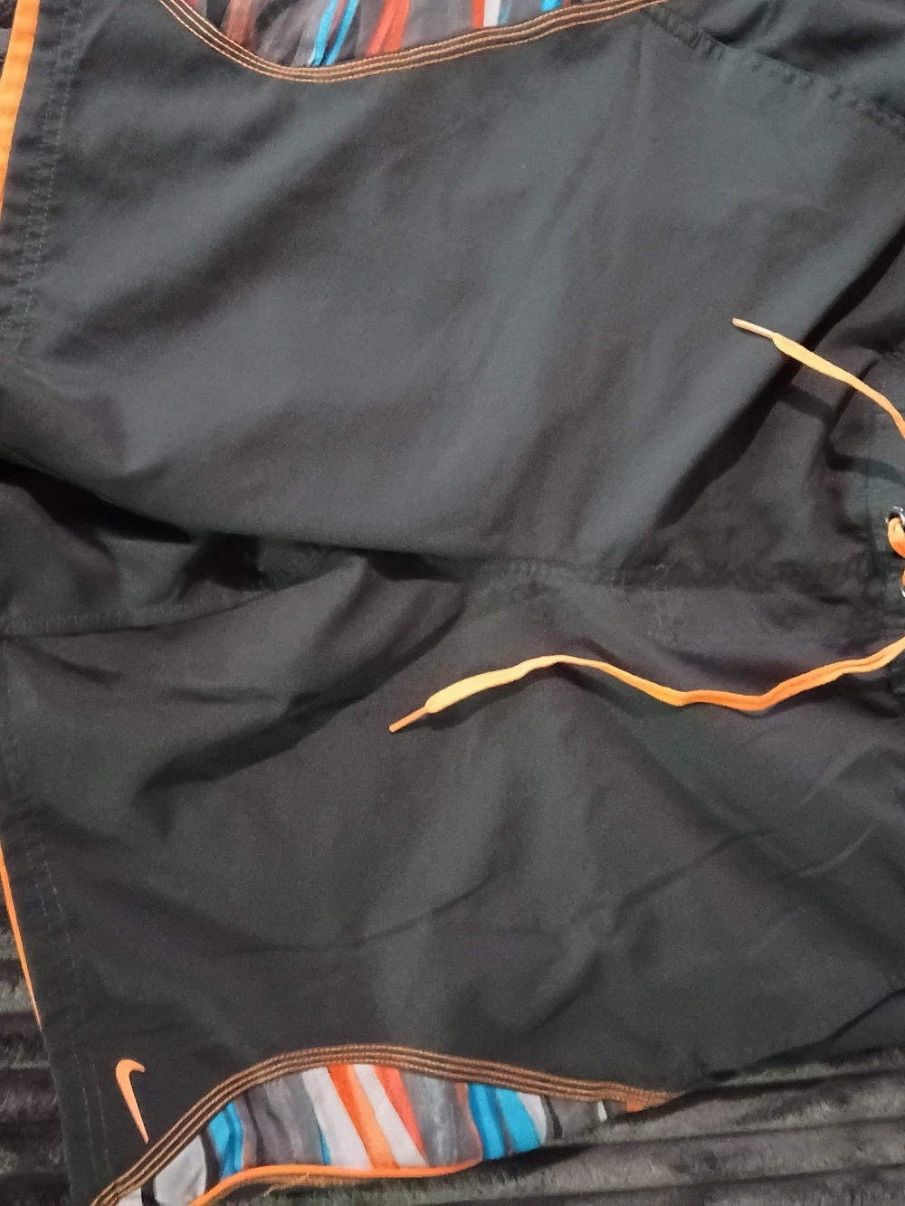 Men's Black Swim Trunks with Orange Trim - Nike
